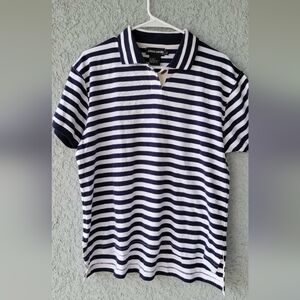Pierre Cardin Women's Striped Polo Shirt - Blue and White